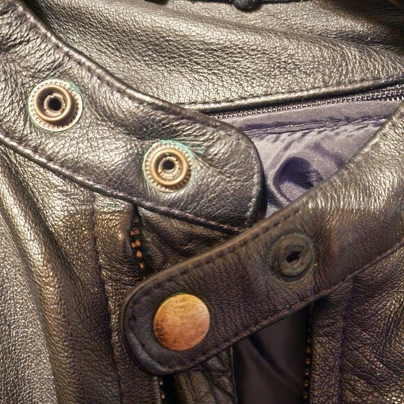 Detour Motorcycle Gear Men's Lined Leather Biker Jacket XL Black Laced - Picture 8 of 10